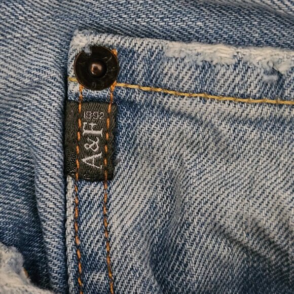 Abercrombie & Fitch Y2K Denim Distressed Button Fly Cotton Jeans 36x32 - Picture 5 of 10